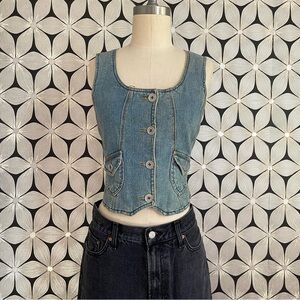 Vintage Crop Denim Vest